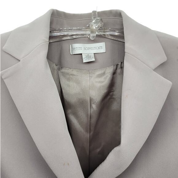 Vintage Petite Sophisticate Gray Two‎ Button Long Sleeve Boxy Blazer Jacket - Picture 6 of 15